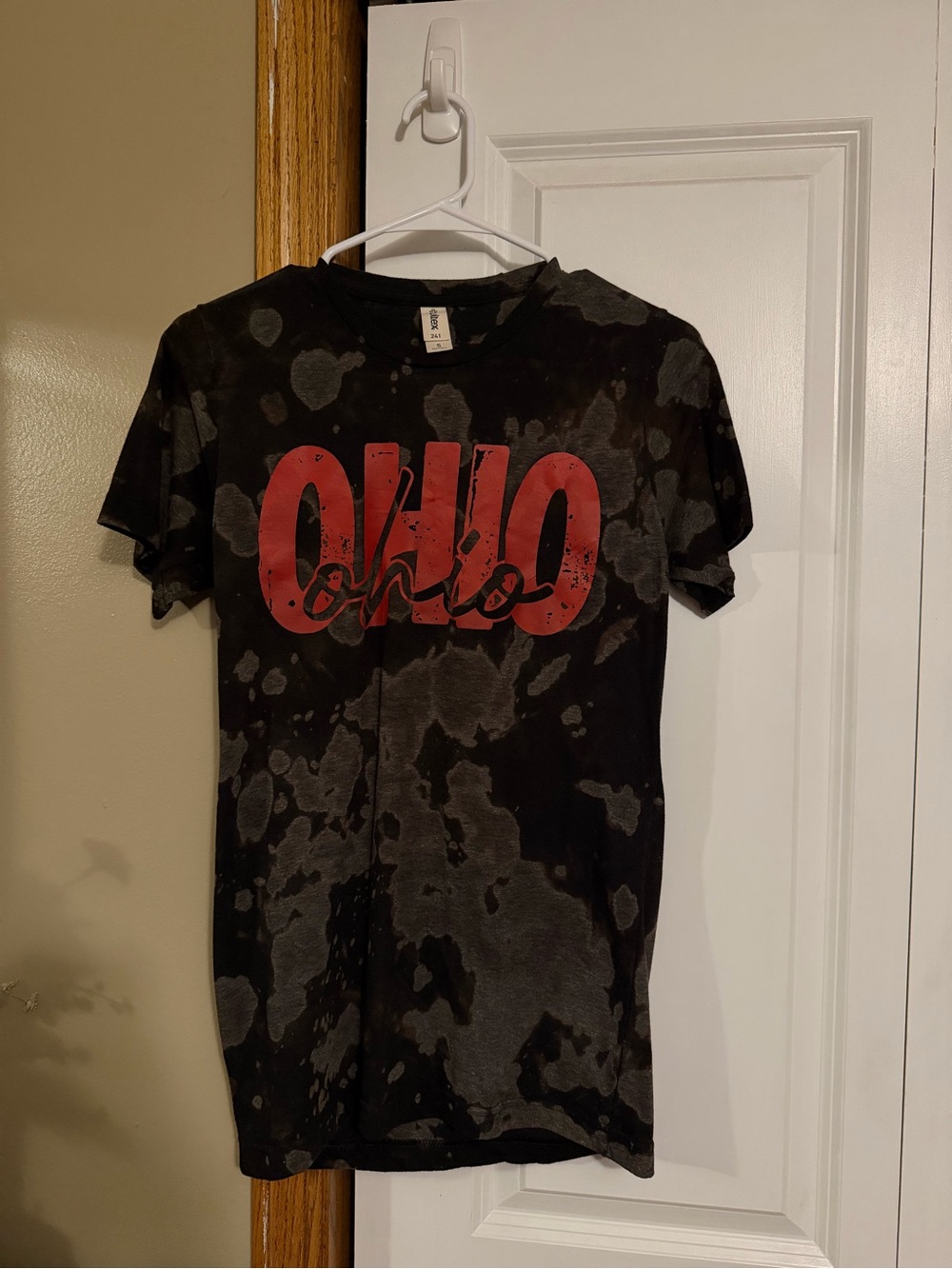 Tultex Black Tie-Dye Tee with Red "OHIO" Graphic